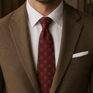 Burgundy Gold Christmas Bells Neck Tie