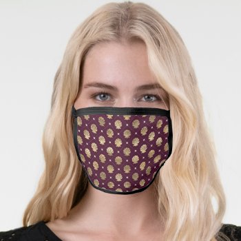 Burgundy & Gold Clamshells Face Mask by JLBIMAGES at Zazzle