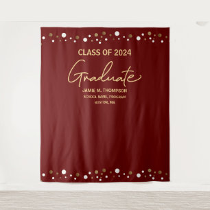 Burgundy Gold Class of 2024 photo booth graduation Tapestry
