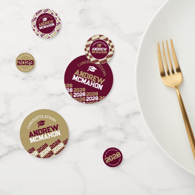 Burgundy Gold Class of ANY YEAR Personalized Party Confetti (Group)