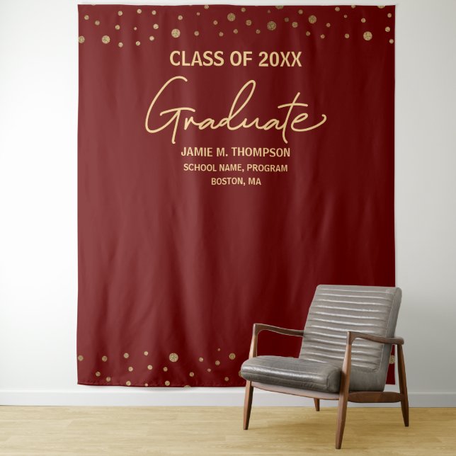 Burgundy Gold Class of  backdrop custom graduation (In Situ)