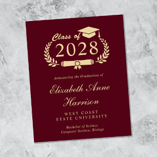 Burgundy Gold College Graduation Announcement