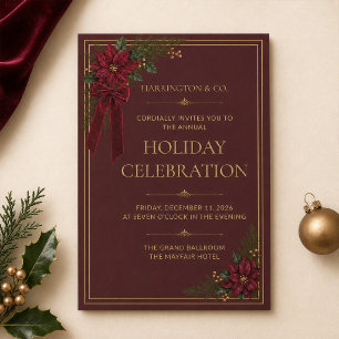 Burgundy Gold Corporate Holiday Party Invitation