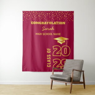 Burgundy & Gold Custom Graduation Party Backdrop