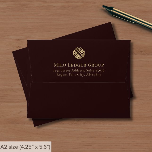 Burgundy Gold Custom Logo Note Card Envelope (Creator Uploaded)