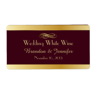 Burgundy & Gold Custom Wedding Mini Wine Labels