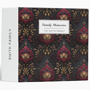 Burgundy Gold Damask Elegance 3 Ring Binder