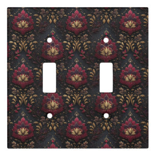 Burgundy Gold Damask Elegance Light Switch Cover