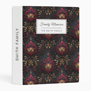 Burgundy Gold Damask Elegance Mini Binder