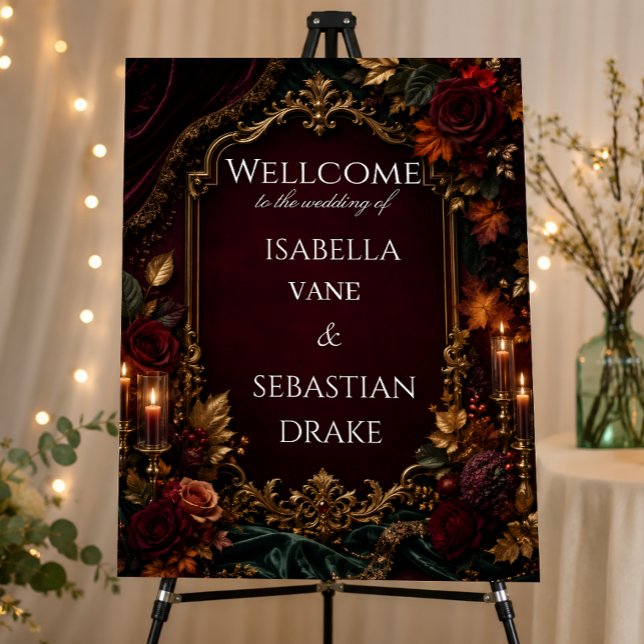 Burgundy & Gold Dark Romance Wedding  Foam Board (Creator Uploaded)
