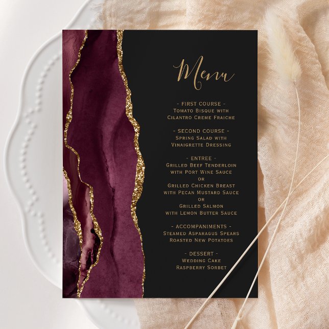 Burgundy Gold Dark Wedding Menu (Creator Uploaded)