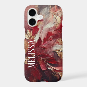 Burgundy Gold Elegance in Acrylic With Name iPhone 17 Case