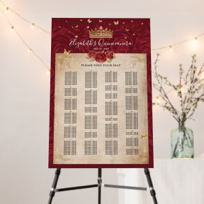 Burgundy Gold Elegant Alphabetical Seating Chart Foam Board