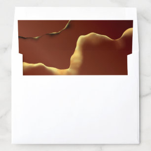🤵 Burgundy Gold Elegant Inky Abstract Wedding Envelope Liner