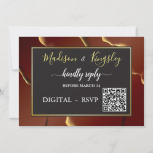 🤵 Burgundy Gold Elegant Inky Abstract Wedding Invitation