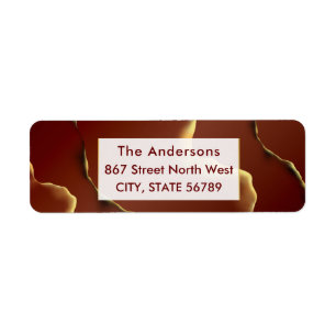 🤵 Burgundy Gold Elegant Inky Abstract Wedding Label