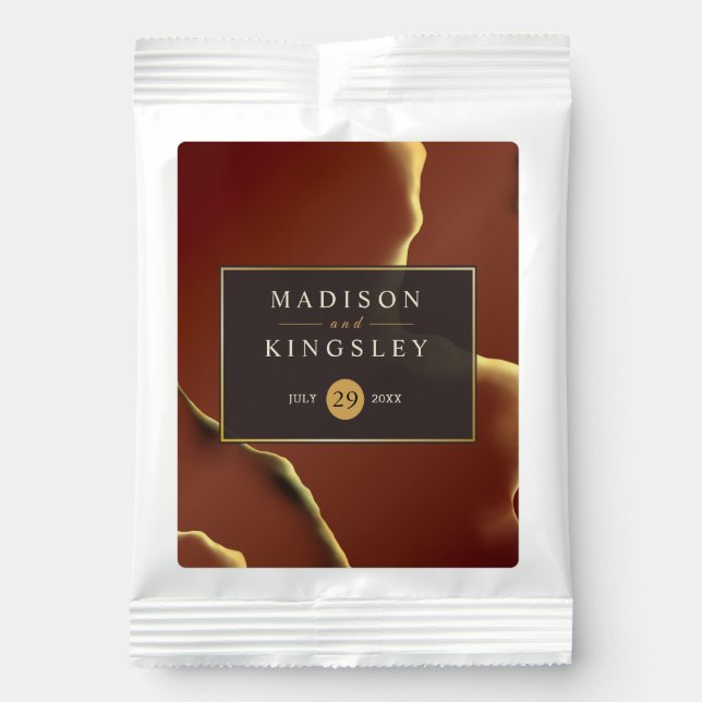 🤵 Burgundy Gold Elegant Inky Abstract Wedding   Margarita Drink Mix (Front)