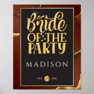 🤵 Burgundy Gold Elegant Inky Abstract Wedding   Poster