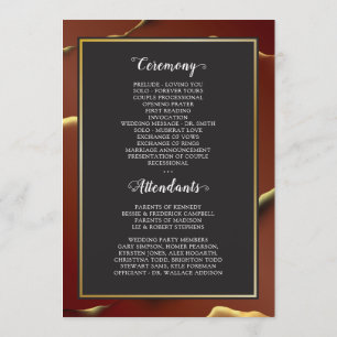 🤵 Burgundy Gold Elegant Inky Abstract Wedding   Program