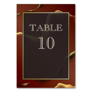 🤵 Burgundy Gold Elegant Inky Abstract Wedding   Table Number