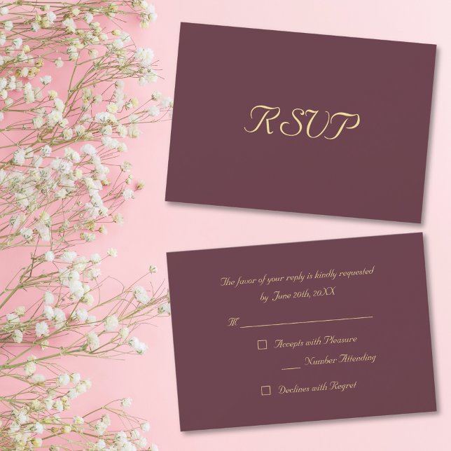 Burgundy Gold Elegant Party RSVP Invitation Card (Burgundy Gold Elegant Party RSVP Invitation Card)