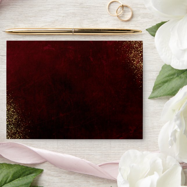 Burgundy Gold Elegant Wedding Envelope (Wedding)