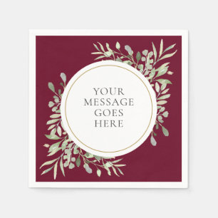 Burgundy Gold Eucalyptus Greenery Foliage Napkins