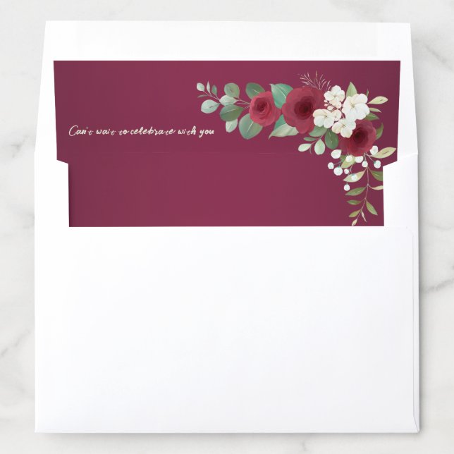 Burgundy Gold Fall Winter Garden Wedding Envelope  Liner (In Envelope)