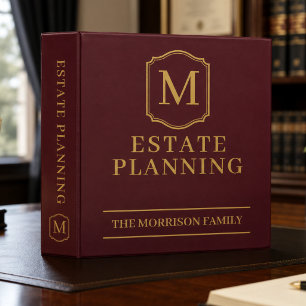 Burgundy Gold Family Estate Planning 3 Ring Binder