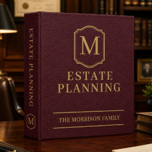 Burgundy Gold Family Estate Planning Faux Leather 3 Ring Binder