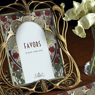 Burgundy Gold Favors Sign Vintage Wedding Sign