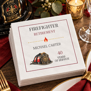 Burgundy Gold Firefighter Helmet Retirement Napkins