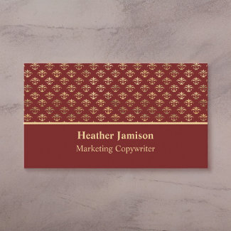 Burgundy Gold Fleur de Lis Marketing Copywriter