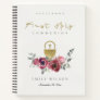 BURGUNDY GOLD FLORA FIRST HOLY COMMUNION GUESTBOOK NOTEBOOK