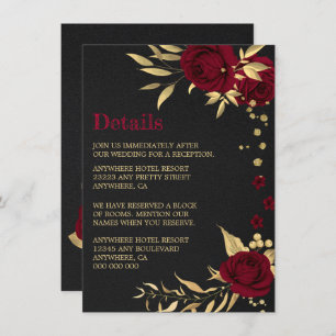 burgundy gold floral black details enclosure card