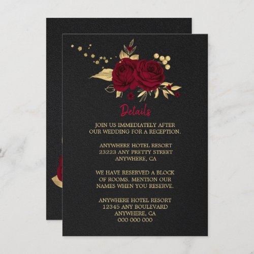 burgundy gold floral black details enclosure card