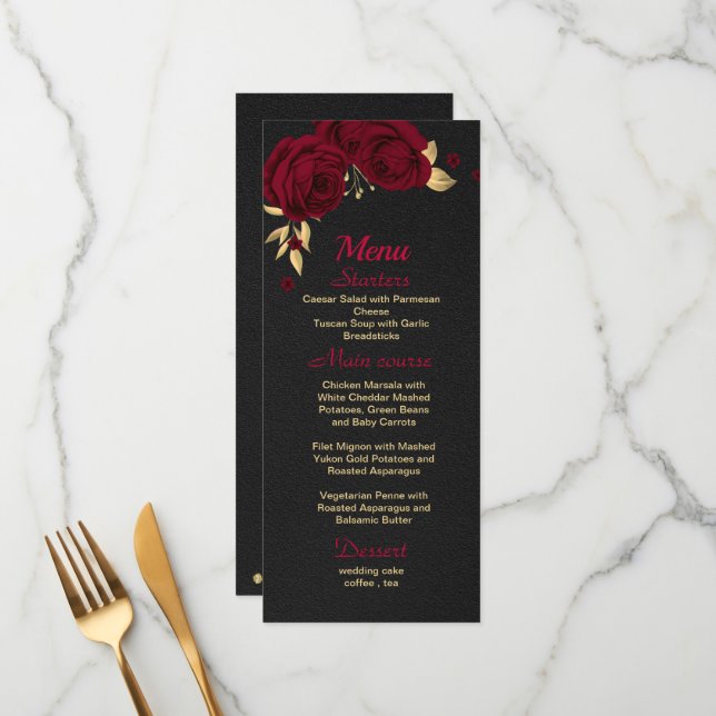 burgundy gold floral black  menu (Front/Back In Situ)