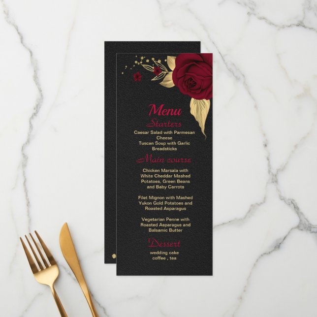 burgundy gold floral black  menu (Front/Back In Situ)