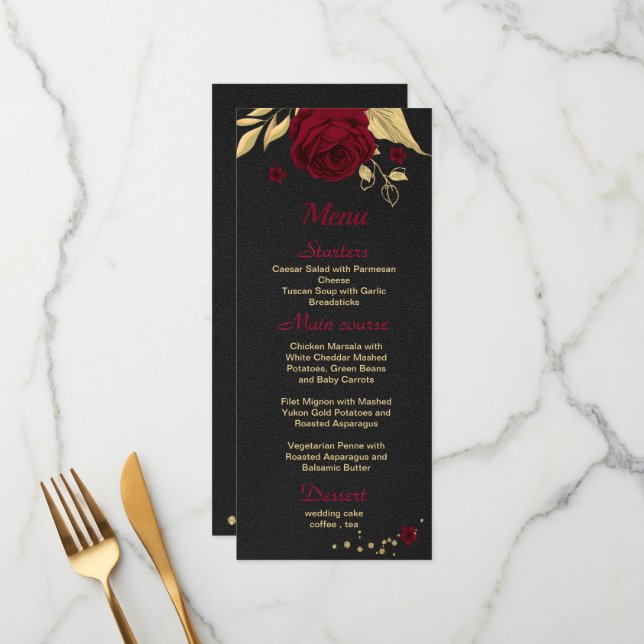 burgundy gold floral black  menu (Front/Back In Situ)