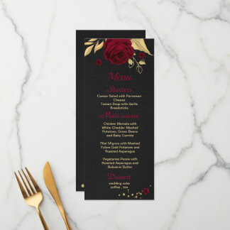 burgundy gold floral black menu