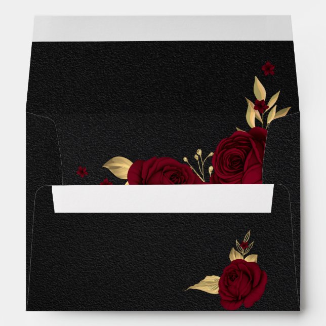 burgundy gold floral black wedding envelope (Back (Bottom))