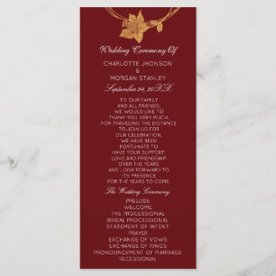 Burgundy Gold Floral Event Wedding Program Maroon1