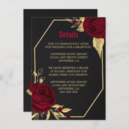 burgundy gold floral geometric black details enclosure card