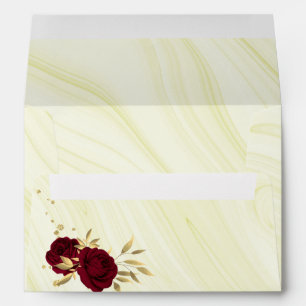 burgundy gold floral marble wedding envelope
