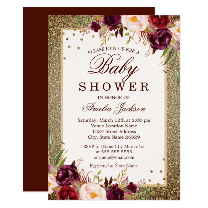 burgundy and gold baby shower