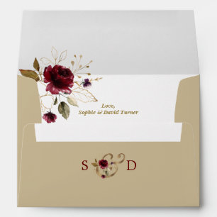 Burgundy Gold Floral We Still Do Return Address Envelope