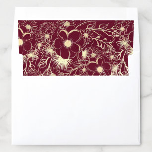 Burgundy Gold Floral Wedding Envelope Liner