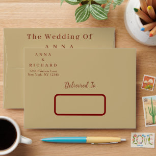 Burgundy & Gold Floral Wedding Invitation Envelope