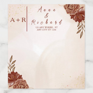 Burgundy & Gold Floral Wedding Invitation Envelope Liner