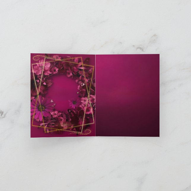 Burgundy Gold Floral Wedding Thank You Card (Inside)